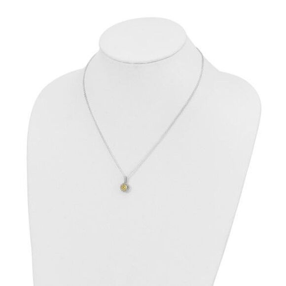 Sterling Silver Polished White and Yellow Diamonore Necklace - Picture 1 of 3